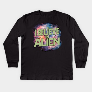 New I Believe Alien, Alien Is Beautiful Kids Long Sleeve T-Shirt